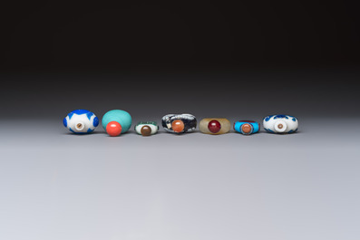 Seven Chinese glass snuff bottles, Daoguang mark, 19/20th C.