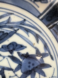 A Japanese Arita blue and white jug and a pair of plates, Edo, 17th C.
