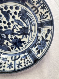 A Japanese Arita blue and white jug and a pair of plates, Edo, 17th C.