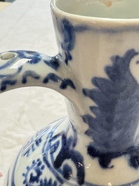 A Japanese Arita blue and white jug and a pair of plates, Edo, 17th C.