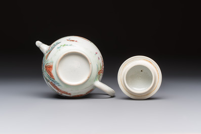 A fine Chinese famille rose 'Mountainous Landscape' teapot, Yongzheng