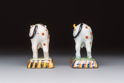 Two polychrome Dutch Delft cows, 19th C.