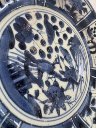 A Japanese Arita blue and white jug and a pair of plates, Edo, 17th C.