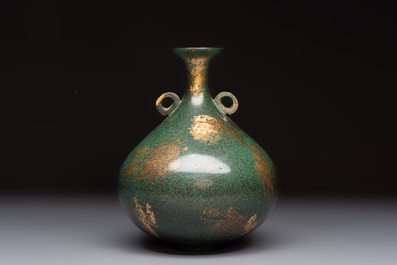 A Japanese patinated bronze vase, 20th C.