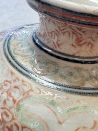 A Chinese polychrome-enamelled 'Xie Qin Fang You 攜琴訪友' 'Meiping' vase, Ming