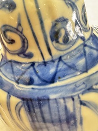A Chinese blue and white kendi with floral design, Wanli