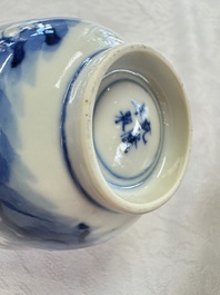 11 Chinese blue and white cups and 10 saucers, Kangxi and jade marks, 18/19th C.