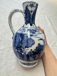 A Japanese Arita blue and white jug and a pair of plates, Edo, 17th C.