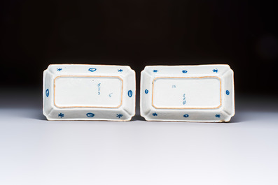 Two blue and white Dutch Delft 'Herring' dishes, 18th C.