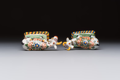 Two polychrome Dutch Delft cows, 19th C.