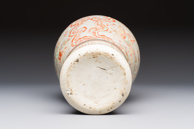 A Chinese polychrome-enamelled 'Xie Qin Fang You 攜琴訪友' 'Meiping' vase, Ming