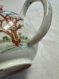 A fine Chinese famille rose 'Mountainous Landscape' teapot, Yongzheng