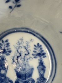 11 Chinese blue and white cups and 10 saucers, Kangxi and jade marks, 18/19th C.