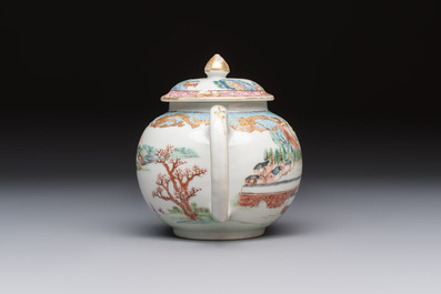 A fine Chinese famille rose 'Mountainous Landscape' teapot, Yongzheng