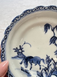 11 Chinese blue and white cups and 10 saucers, Kangxi and jade marks, 18/19th C.