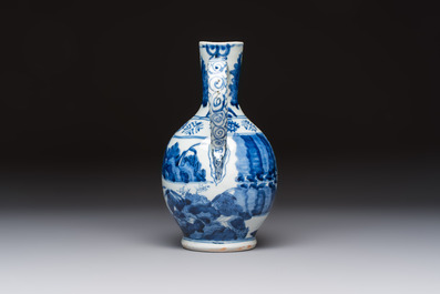 A Japanese Arita blue and white jug and a pair of plates, Edo, 17th C.