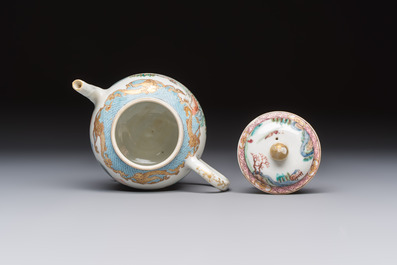A fine Chinese famille rose 'Mountainous Landscape' teapot, Yongzheng