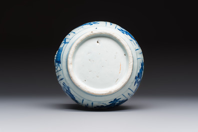 A Chinese blue and white kendi with floral design, Wanli