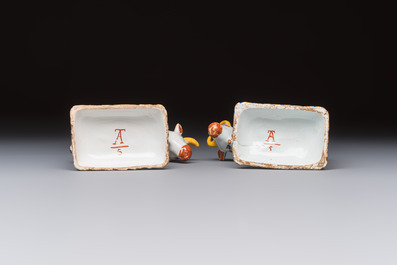 Two polychrome Dutch Delft cows, 19th C.