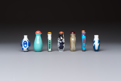 Seven Chinese glass snuff bottles, Daoguang mark, 19/20th C.