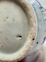 A Chinese blue and white kendi with floral design, Wanli
