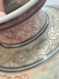 A Chinese polychrome-enamelled 'Xie Qin Fang You 攜琴訪友' 'Meiping' vase, Ming