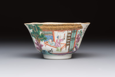 A Chinese famille rose 'Rice and Silk Production' bowl, Daoguang mark and of the period
