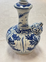 A Chinese blue and white kendi with floral design, Wanli