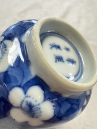 11 Chinese blue and white cups and 10 saucers, Kangxi and jade marks, 18/19th C.