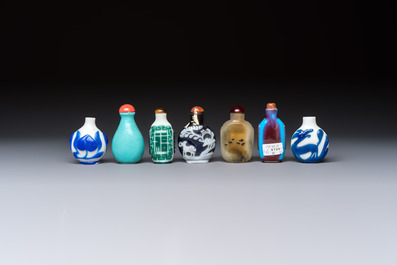 Seven Chinese glass snuff bottles, Daoguang mark, 19/20th C.