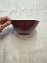 A pair of Chinese copper-red glazed bowls, Guangxu mark and of the period