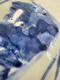 A Japanese Arita blue and white jug and a pair of plates, Edo, 17th C.