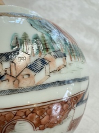 A fine Chinese famille rose 'Mountainous Landscape' teapot, Yongzheng