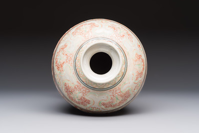 A Chinese polychrome-enamelled 'Xie Qin Fang You 攜琴訪友' 'Meiping' vase, Ming