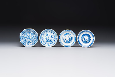 10 Chinese blue and white cups and 16 saucers, Kangxi and later