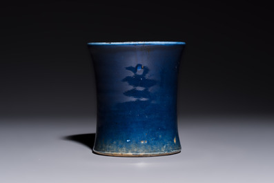 A Chinese powder-blue brush pot, 19th C.