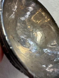 A group of 12 Chinese silver-lined coconut 'Shou 壽' bowls and cups, Wang Hengxin 王恆馨 marks, 19/20th C.