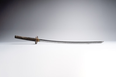 A Japanese katana, signed Hizen no Kuni Dewa no Kami Fujiwara Yukihiro, with koshirae, Edo, dated Genroku 15 (1702)