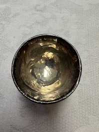 A group of 12 Chinese silver-lined coconut 'Shou 壽' bowls and cups, Wang Hengxin 王恆馨 marks, 19/20th C.