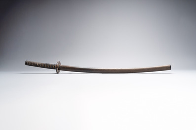 A Japanese katana, signed Hizen no Kuni Dewa no Kami Fujiwara Yukihiro, with koshirae, Edo, dated Genroku 15 (1702)