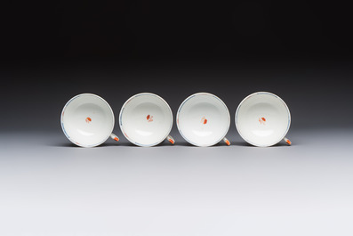Ten Chinese Imari-style 'Riverscape' cups and saucers, Qianlong