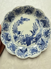 A pair of Japanese Arita blue and white 'Birds among Flowering Branches' plates, Edo 18th C.