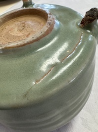 A Chinese Longquan celadon 'Bagua' tripod censer, Ming