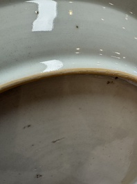 A Chinese blue and white 'Elegant Ladies in a Garden' dish, Qianlong