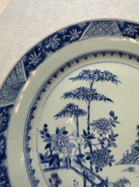 A Chinese blue and white dish with landscape design, Qianlong