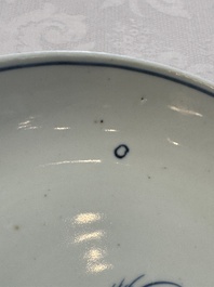 A Chinese blue and white ko-sometsuke 'Buffalo Herder' plate for the Japanese market, Tianqi