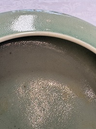 A Chinese green-glazed brush washer, 18th C.