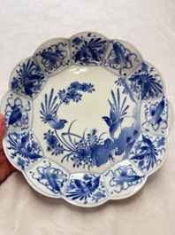A pair of Japanese Arita blue and white 'Birds among Flowering Branches' plates, Edo 18th C.
