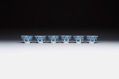 11 Chinese blue and white cups and 9 saucers, Kangxi and jade marks, Kangxi and later