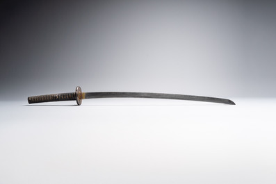 A Japanese katana, signed Hizen no Kuni Dewa no Kami Fujiwara Yukihiro, with koshirae, Edo, dated Genroku 15 (1702)